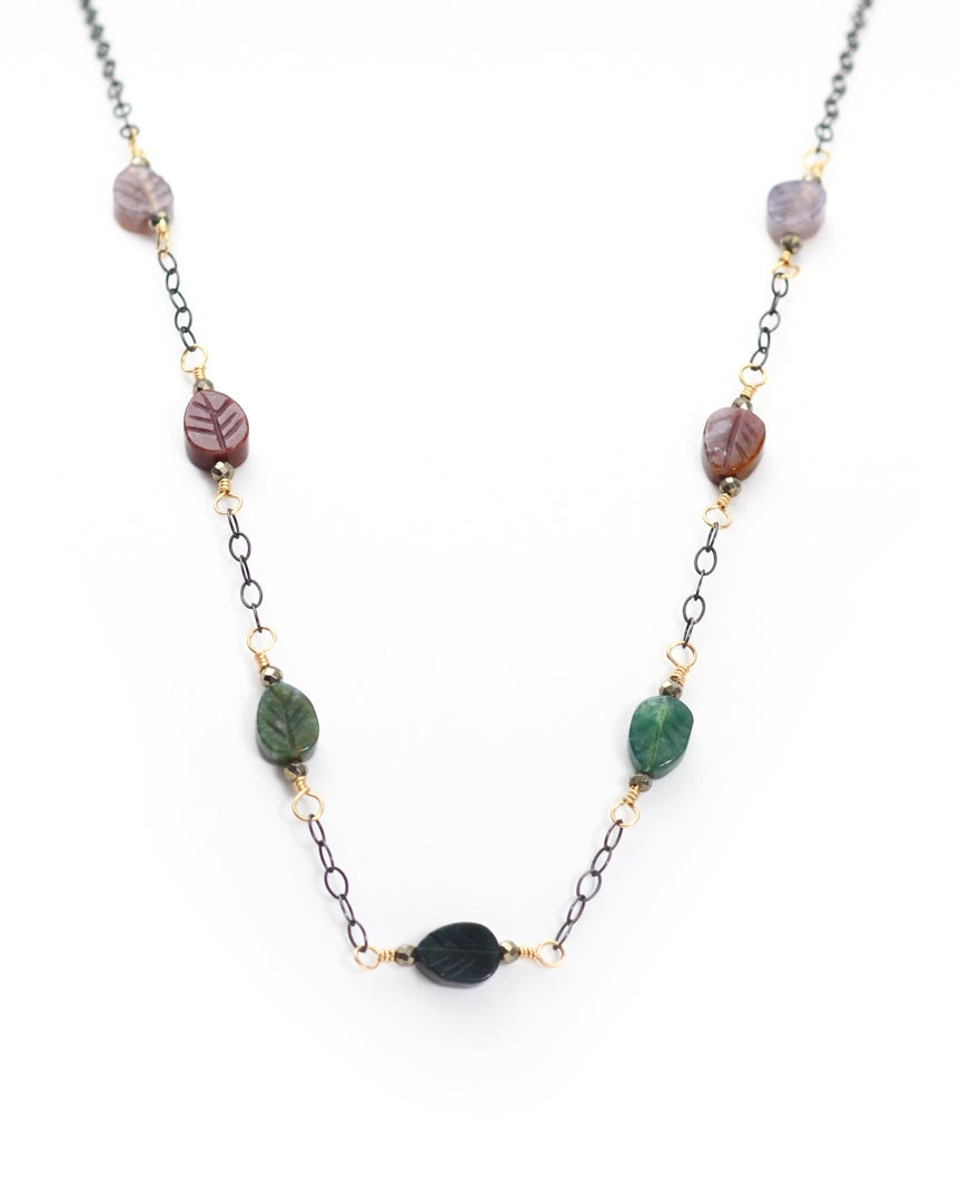 Indian Agate Leaf Chain Necklace