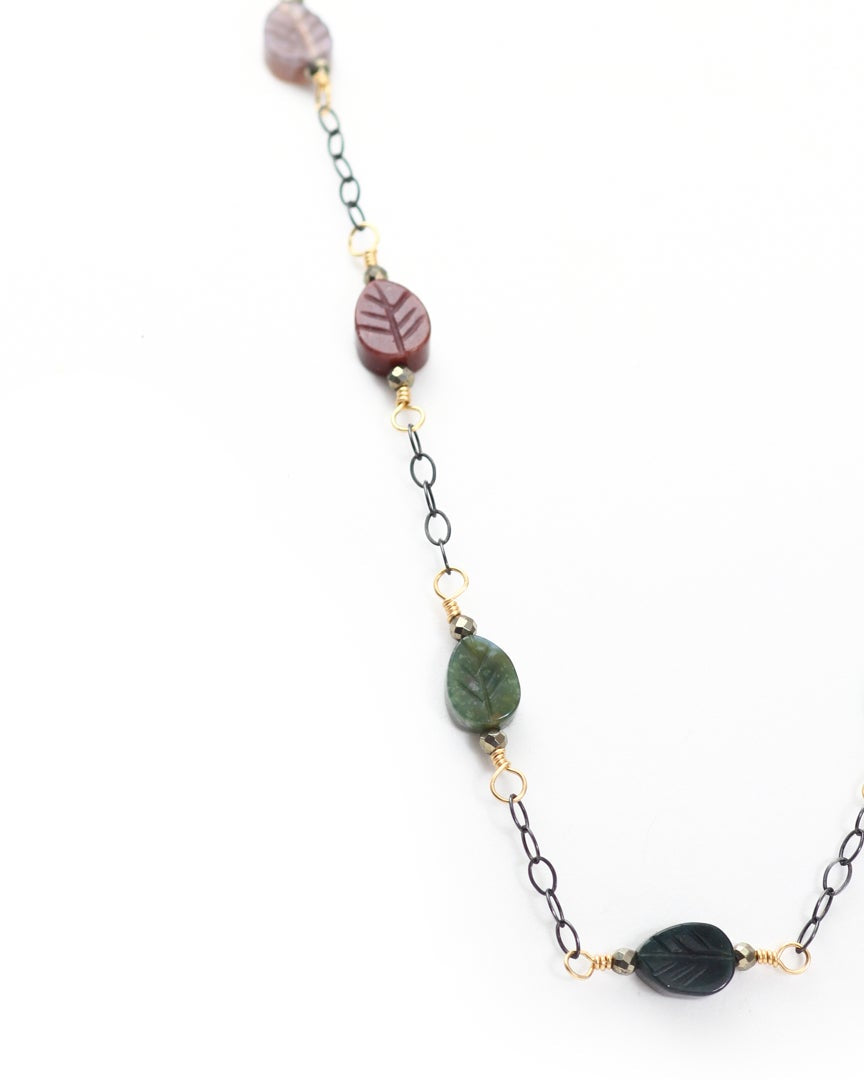 Indian Agate Leaf Chain Necklace