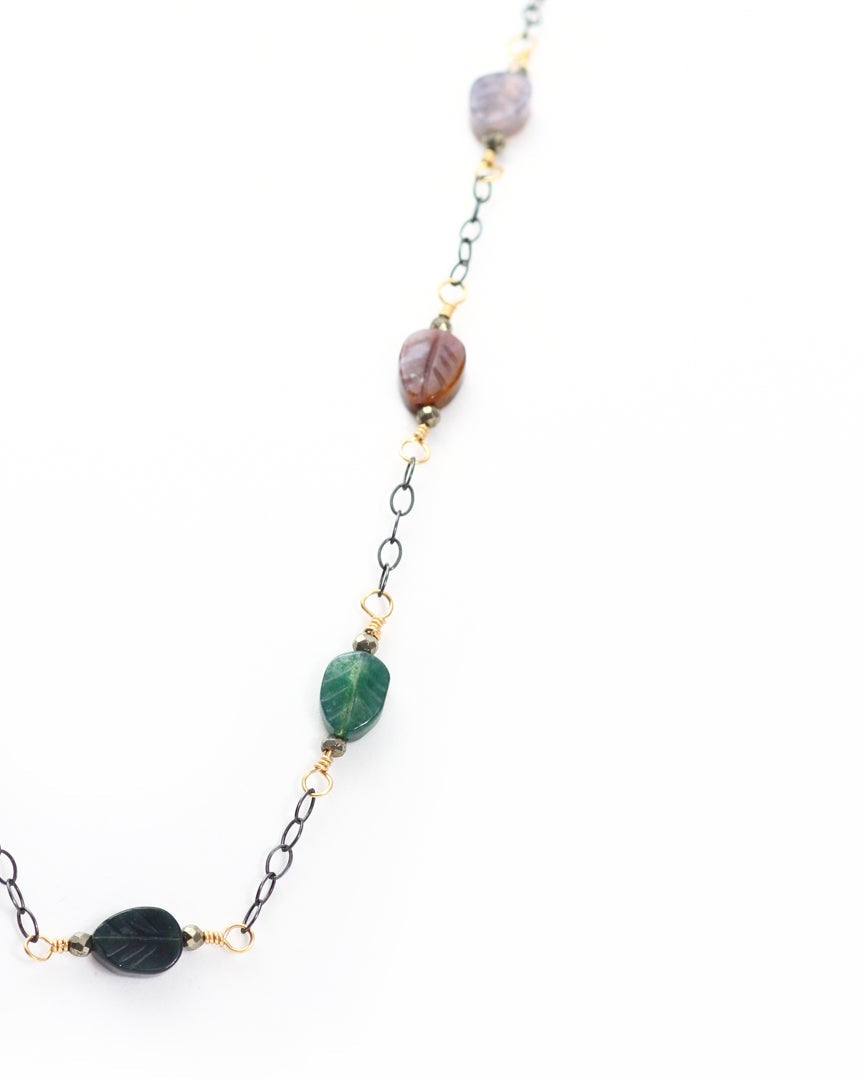 Indian Agate Leaf Chain Necklace