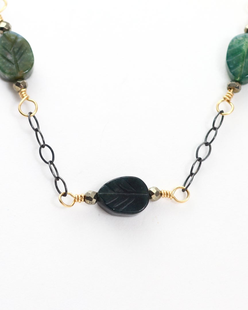 Indian Agate Leaf Chain Necklace