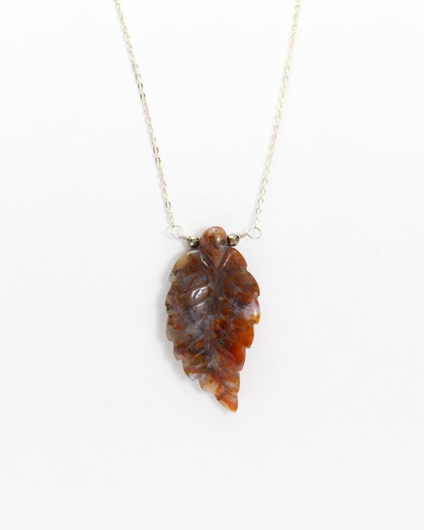 Indian Agate Leaf Necklace