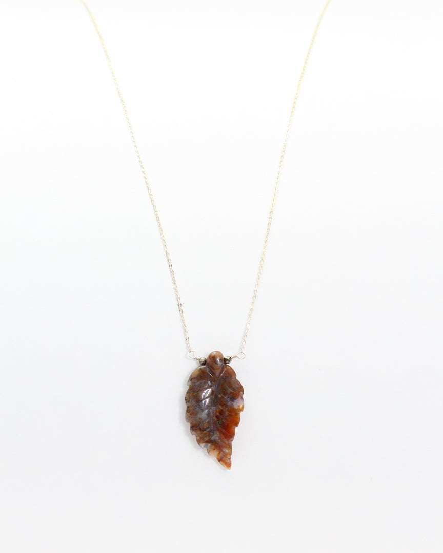 Indian Agate Leaf Necklace