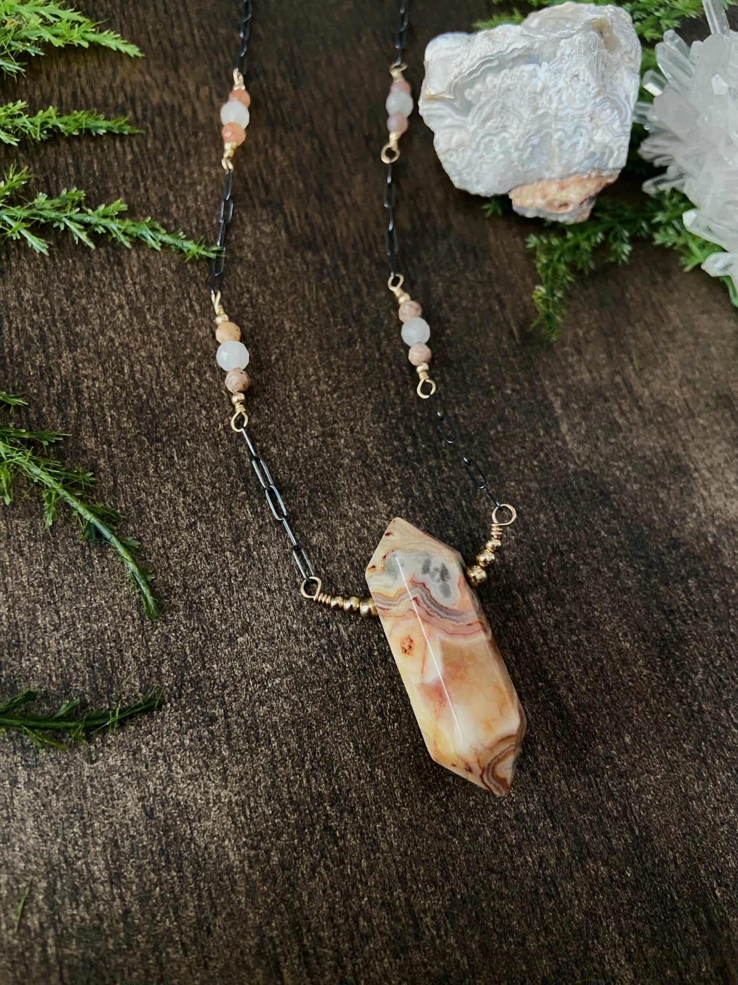 Crazy Lace Agate, African Opal, & Pietersite Necklace