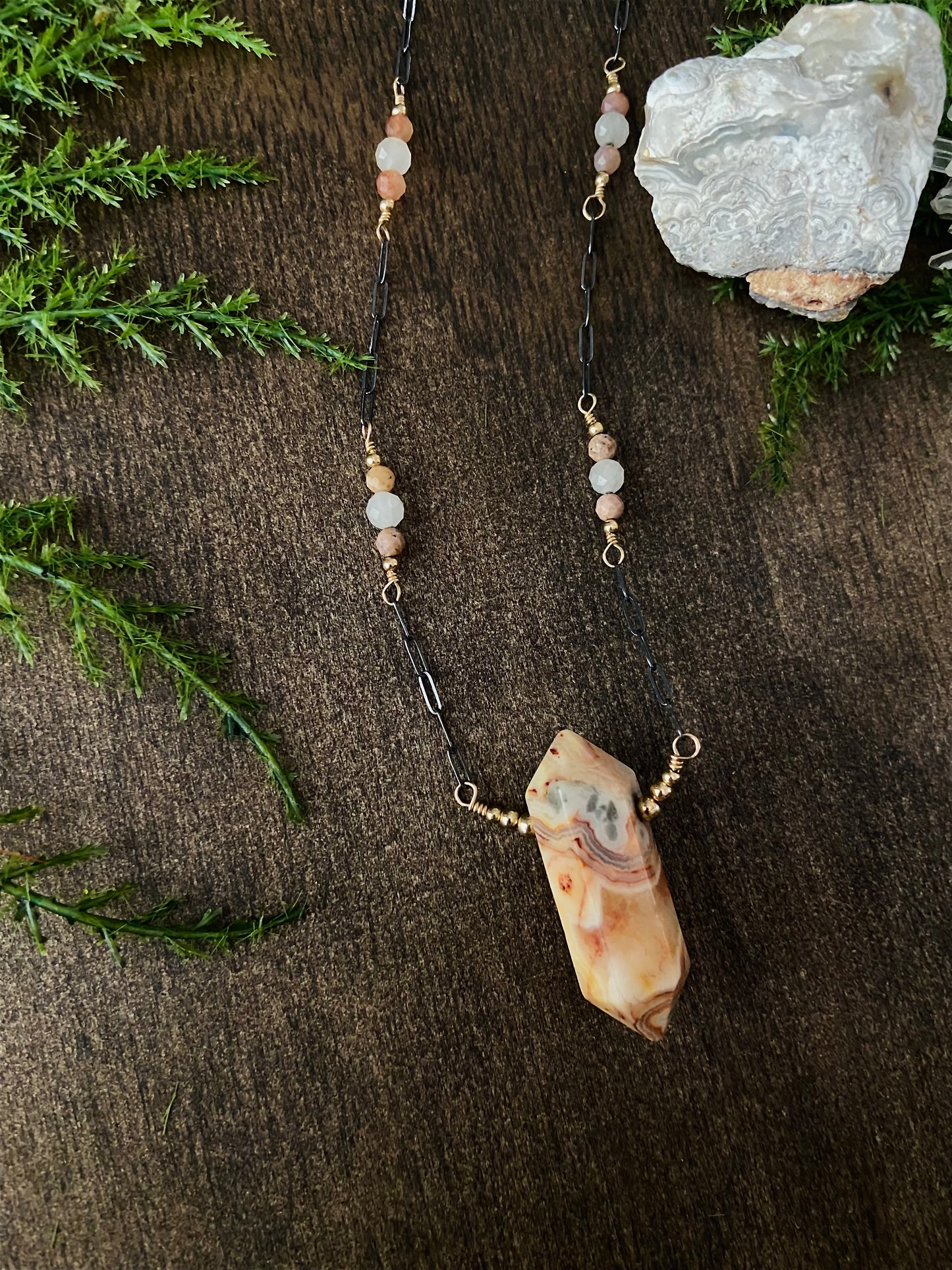 Crazy Lace Agate, African Opal, & Pietersite Necklace