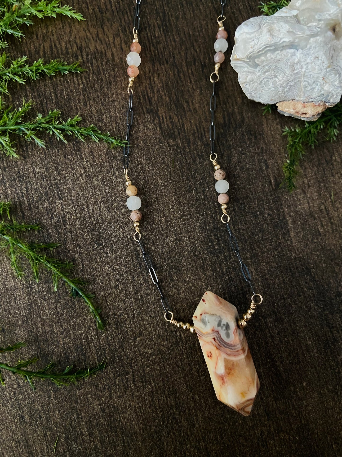 Crazy Lace Agate, African Opal, & Pietersite Necklace